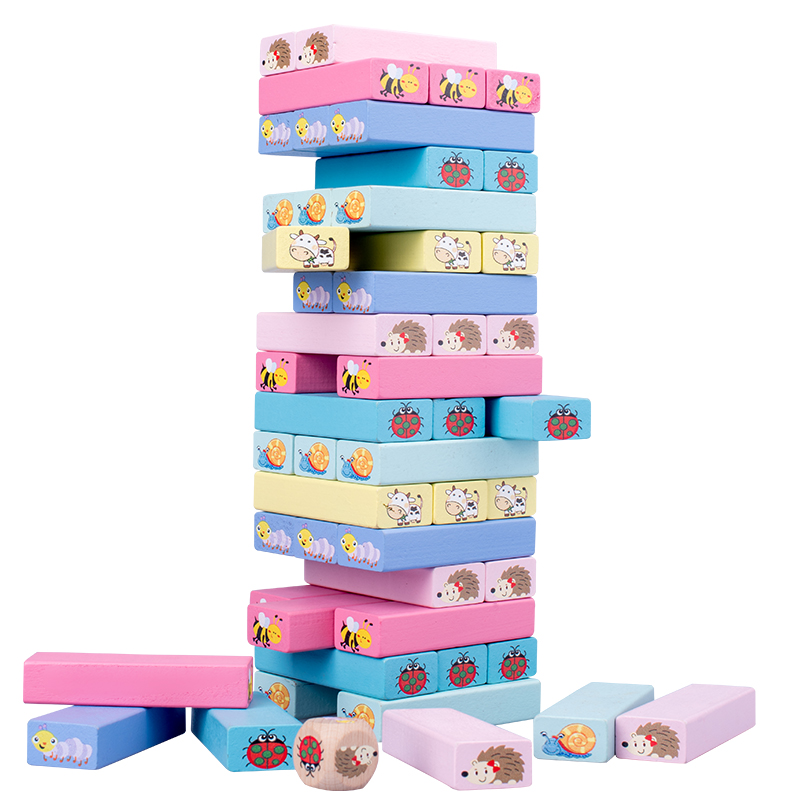 Board Game Jenga - Numer zwierząt drewniane klocki gra Domino