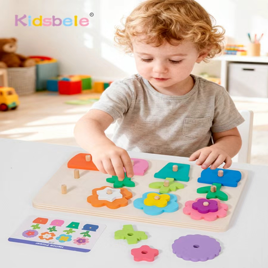 Board Game Diy - Montessori Drewniana Układanka Kwiatowa DIY z