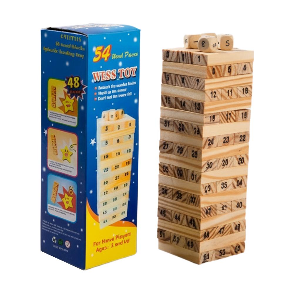 Board Game Jenga - Małe drewniane klocki konstrukcyjne dla dzieci,